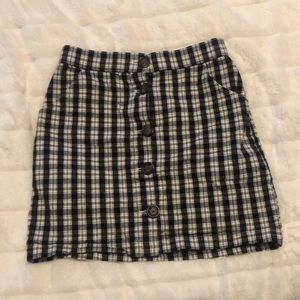 Checker print button up skirt